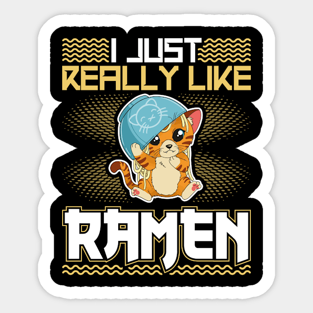 Japanese Ramen Noodles Kawaii Anime Cat Sticker by Humbas Fun Shirts